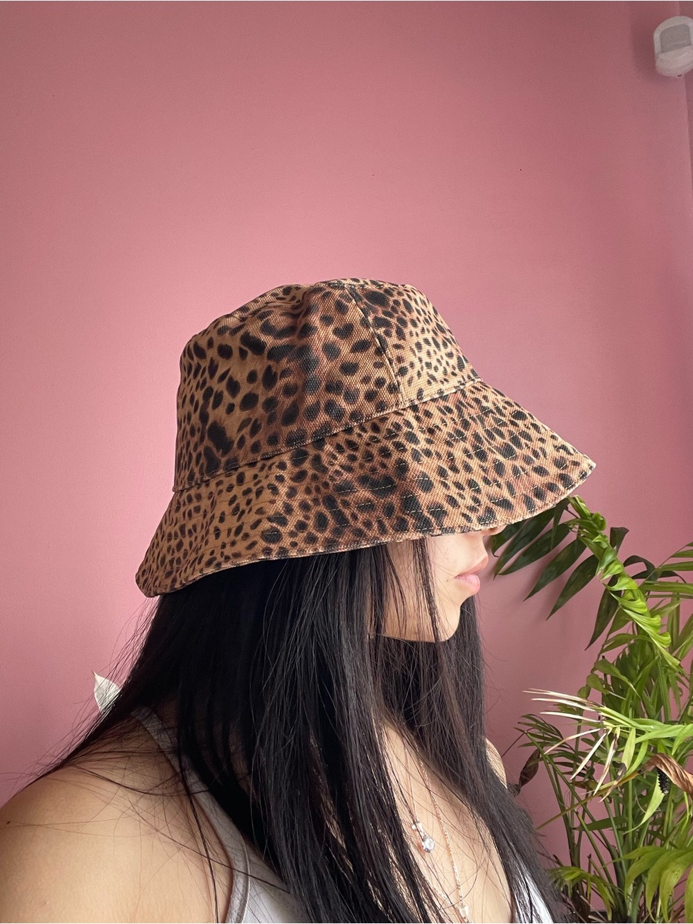 aerie Leopard Print Bucket Hat in Brown and Black